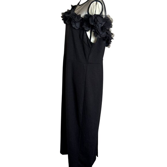 Timeless Shein Curve Formal Black Dress Plus 2X Petal Ruffle Romantic Cocktail - Picture 7 of 10